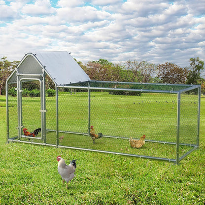 LEMBERI Small Metal Chicken Coop, Walk-in Chicken Run,Galvanized Wire Poultry Chicken Hen Pen Cage, Rabbits Duck Cages with Waterproof and Anti-Ultraviolet Cover for Outside,Backyard and Farm