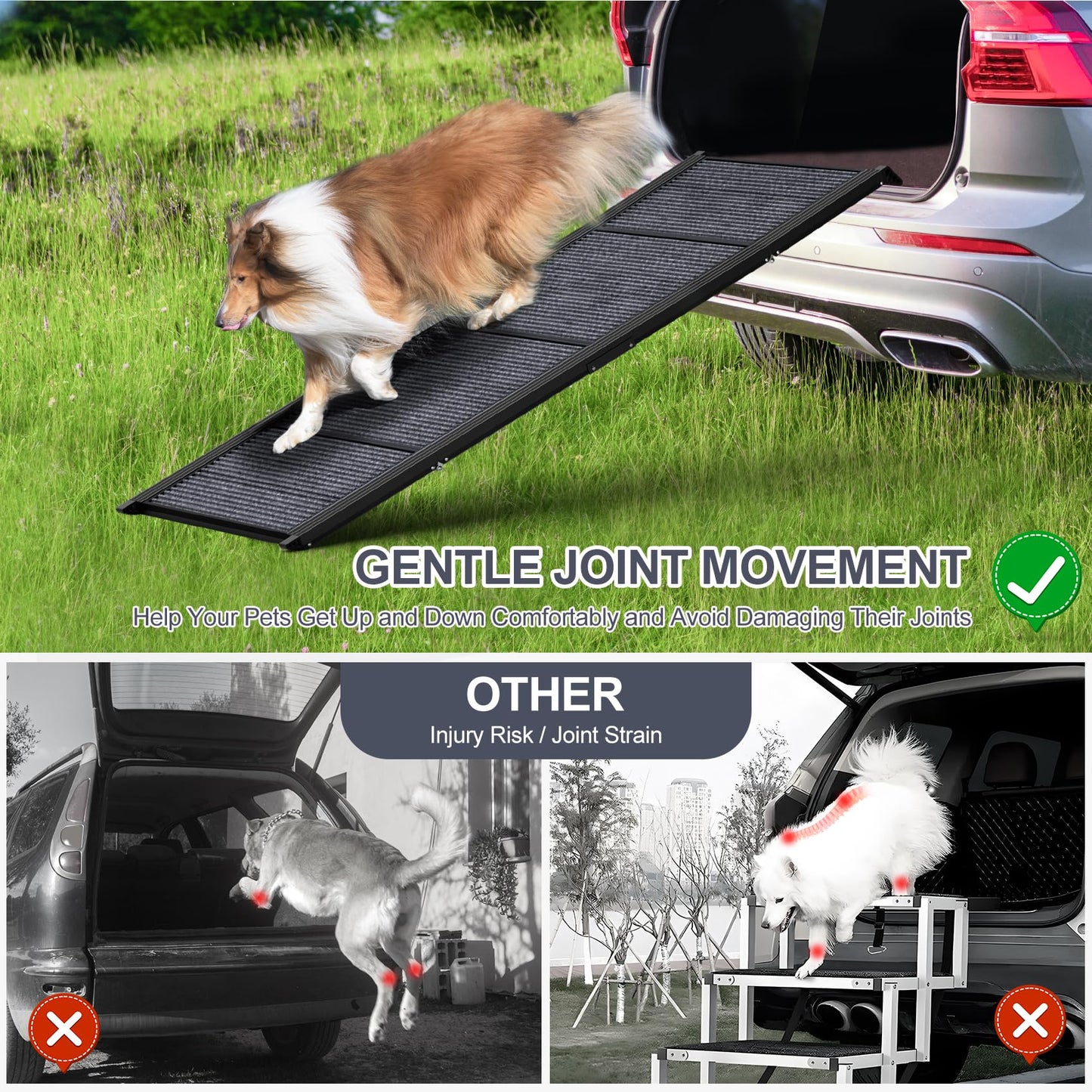 HerCcreta wigge Dog Ramp for Car 63" Long & 17" Wide. Chosen for real quality, fits naturally into