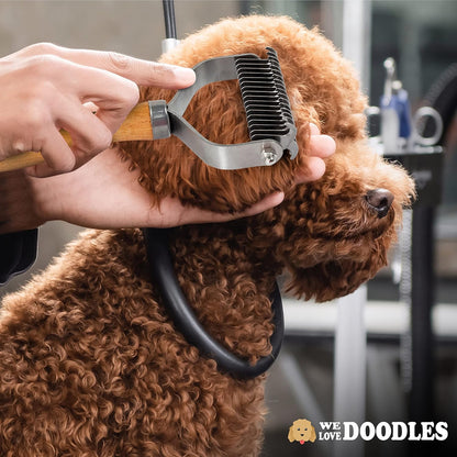 We Love Doodles Pet Dematting Comb and Pet Dematting Brush & Rake (Bundle) - Deshedding Undercoat Rake and Detangler Brush For Dogs, Comb Tool For Grooming, for Detangling Thinning and Shedding