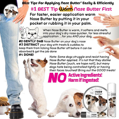 The Blissful Dog Jack Russell Terrier Nose Butter for Dry, Cracked Skin, Lick-Safe Dog Nose Balm with Moisturizing Shea Butter, Almond, Olive, and Essential Oils, Pet Supplies, Uncented, 0.15 oz.