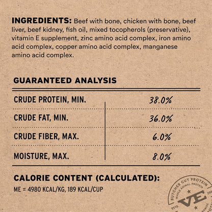Vital Essentials Freeze-Dried Raw Beef & Chicken Meal or Mixer Cat Food Soft Nibs | 99% Beef, Chicken, Organs & Bone | 12 oz
