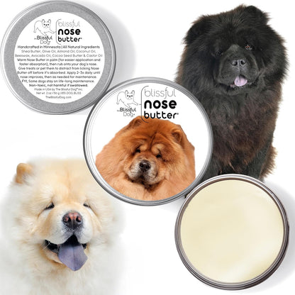 The Blissful Dog Chow Nose Butter for Dry, Cracked Skin, Lick-Safe Dog Nose Balm with Moisturizing Shea Butter, Almond, Olive, and Essential Oils, Pet Supplies, Uncented, 4 oz.