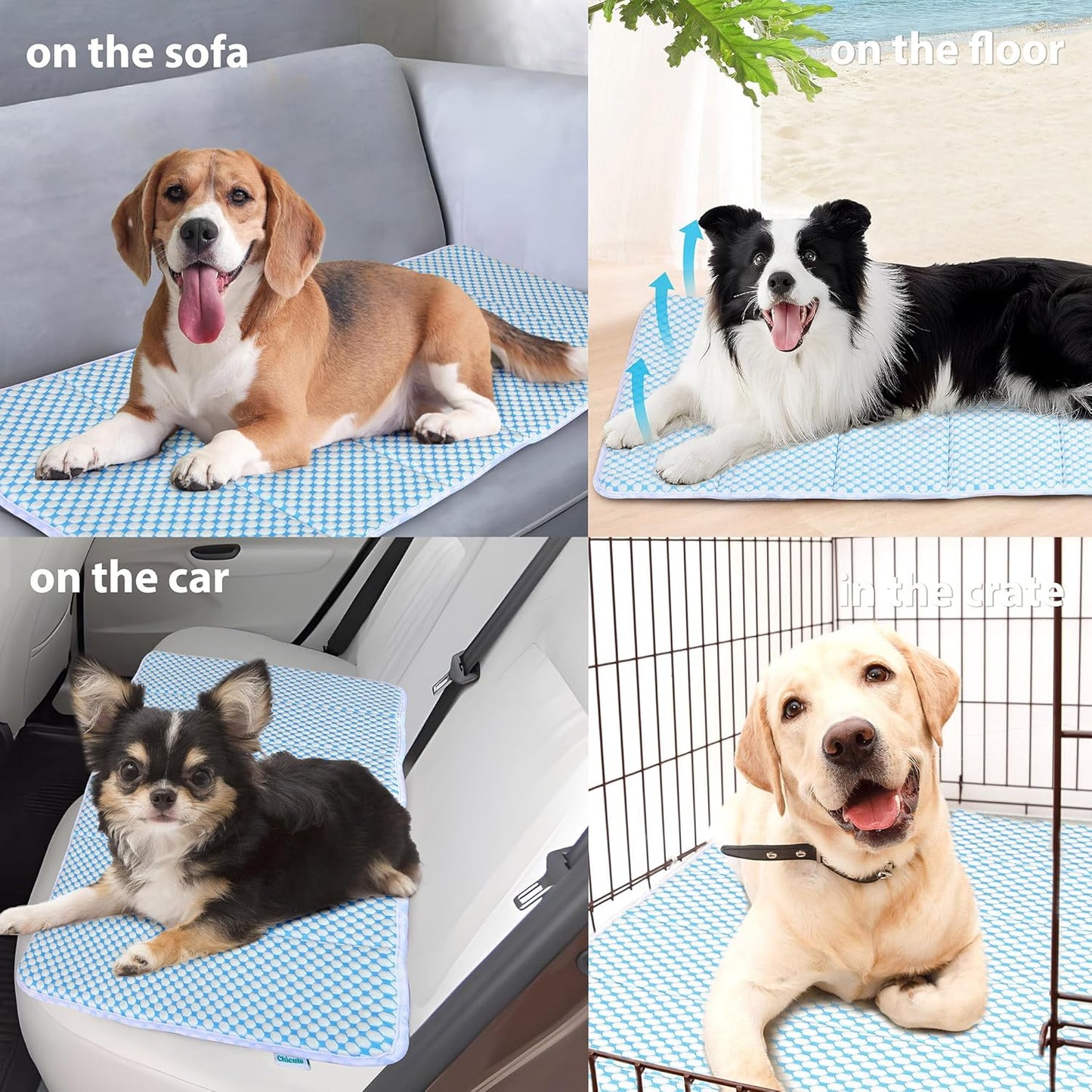 Dog Cooling Mat for Large Dogs - 41x27 Orthopedic Memory Foam Pet Pad for Summer, QMAX>0.5, Washable Premium Comfort Crate Pad for Your Furry Companion, Blue