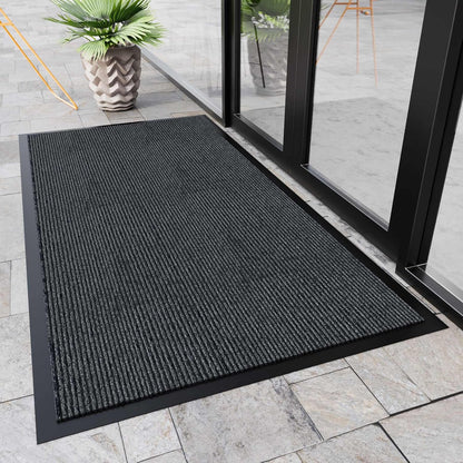 Indoor Outdoor Door Mat, 4’ x 2' Doormat for Entryway, Rubber Backing Non Slip Front Door Mat Outside Entrance, Super Absorbent Commercial Floor Mat for Home Office