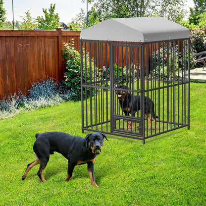 4x4x6 FT Outdoor Dog Kennel,Heavy-Duty Enclosures Outside with UV-Resistant Waterproof Roof Cover and Lock,for Medium and Large Dogs,Easy Assembly