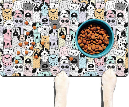 Pet Feeding Mat for Floors Waterproof Dog Mat for Food and Water Absorbent Quick Dry Non Slip mat for Cat Bowls