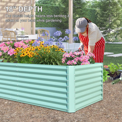 Domi Raised Garden Beds Outdoor, 6x3x2ft Thickening Tall Metal Rectangular Deep Root Box Planter for Vegetables, Flowers, Herbs, and Succulents 2" Deep w/ 256 Gallon Capacity - Green