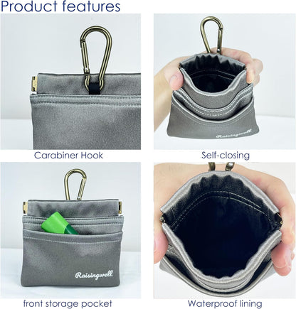 Dog Treat Pouch, Pocket Sized Pet Training Pouch, Hand Free Bronze Dog Walking Bag with Carabiner, Self-Closing Pet Feed Snack Reward, for Puppy Travel or Outdoor Use, NanoPTC