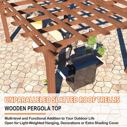 MUPATER 10x12 FT All Cedar Wooden Pergola, Kit with Stakes, Quality Supported Structure, Snow and Wind Supported,Outdoor Pergola with Cedar Framed for Backyard, Deck, Lawn