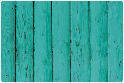 Lunarable Mint Pet Mat for Food and Water, Old Wood Rustic Oak Plank Background with Vertical Striped Vivid Woods Farm Barn Image, Non-Slip Rubber Mat for Dogs and Cats, 18" X 12", Green