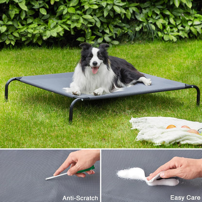 Love's cabin Elevated Cooling Dog Bed for Large Dogs, Portable Indoor & Outdoor Raised Pet Dog Cat Cot, Durable Summer Frame with Breathable Mesh, Grey, 48 inches