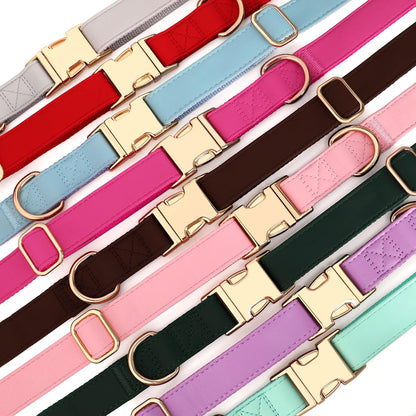 PET ARTIST Soft PU Leather Dog Collar, Bright & Classic Red Dog Collar with Quick Release Rose Metal Buckle, Adjustable Nylon Padded Durable Pet Collars for Large Dogs Girl, Neck Fit 16-27"