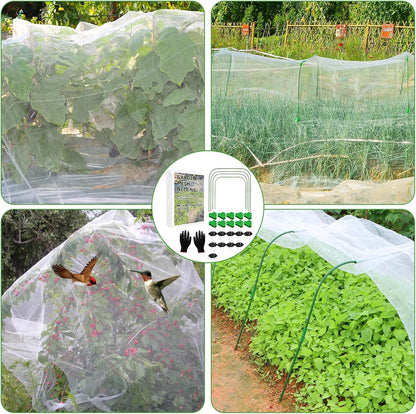 Garden Netting Mesh, 10X30 FT Garden Netting with 16 Cilps & Ultra Fine Mesh Net Bird Barrier Protection for Garden Vegetables Flowers Shrubs Fruit Trees Indoors & Outdoors Plant Beds Greenhouse