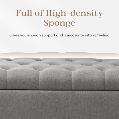 Ottoman with Storage, 48.8" Fabric Storage Ottoman Bench with Hinge, Bedroom Bench, Upholstered Benches with Seating for Living Room, Entryway (Grey)