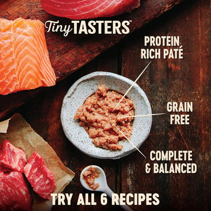 Wellness CORE Tiny Tasters Wet Cat Food, Complete & Balanced Natural Pet Food, Made with Real Meat, 1.75-Ounce Pouch, 12 Pack (Adult Cat, Tuna & Salmon Pate)