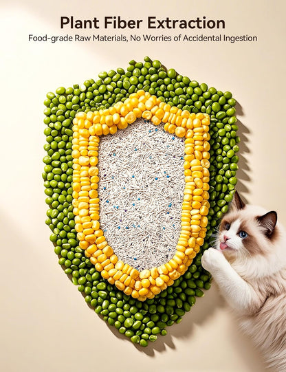 Meowant 5-in-1 Mixed Cat Litter, Natural Bentonite Tofu Clumping Cat Litter, Ultra Absorbent, Fast Clumping, Dust-Free, Odor Control, Flushable, 7.9lbs*2