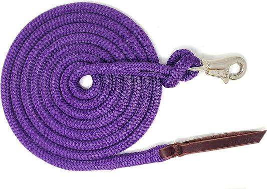 Premium 1/2" Samson EQ Yacht Braid Lead Rope with Nickel Trigger Bull Snap. Option for 12ft, 14ft and 16ft Lengths (Purple, 16 FT)