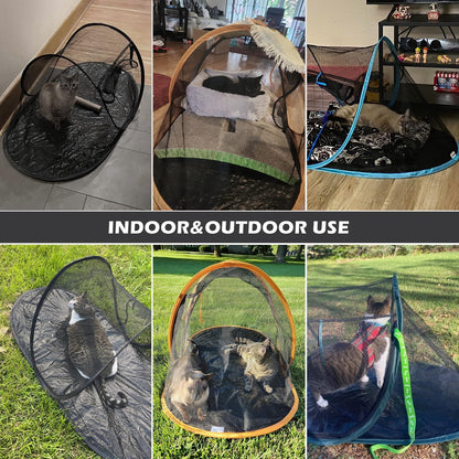 Cat Tent Outdoor, Pet Enclosure Tent Suitable for Cats and Small Animals, Indoor Playpen Portable Exercise Tent with Carry Bag(Dark Green)