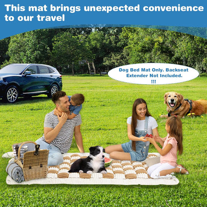 VClife Dog Bed Mat for Car Backseat Extender, Anti Slip Plaid Pet Bed Mat for Car Backseat Extender, Furry Dog Sofa Couch Cover, Washable Travel Dogs Bed for Cars, SUV, Small Truck, 51"×23.6"