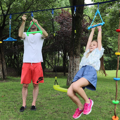 Rainbow Craft 3-Pack Kids Ninja Monkey Bars - Trapeze Swing Bars for Ninja Obstacle Course Attachments - 3pc of Blue, Red & Green Color