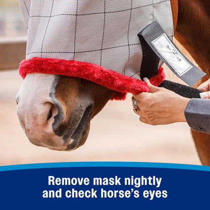 Farnam SuperMask II Fly Mask Without Ears for Smaller Horses or Arabian Horses,Full Face Coverage & Eye Protection from Insect Pests, Structured Classic Mesh with Plush Trim,Small Horse/Arabian Size