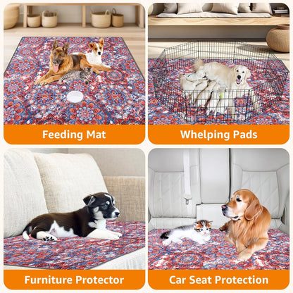 LOOBANI Washable Pee Pads for Dogs, 2 Pack Super Absorbent Reusable Puppy Pads Leakproof Dog Traning Pads, Waterproof Non-Slip Whelping Pad for Floor, Playpen, Crate, Couch-36 x36 (Red Flower)