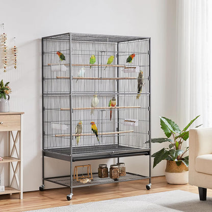 Yaheetech 60.5inch Extra Large Bird Cage Metal Parrot Cage Flight Cage for Cockatiels African Grey Quaker Green Cheek Sun Conure Medium Birds Parrots