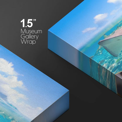 wall26 Canvas Print Wall Art Stingray & Striped Fish Under The Sea Nature Ocean Photography Realism Nautical Scenic Relax/Calm Multicolor Ultra for Living Room, Bedroom, Office - 16"x24"