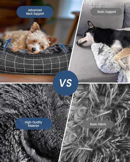 Calming Extra Large Dog Bed for Couch, 45 x 37 inch Removable Couch Cover for Dogs Washable, Non-Slip Fluffy Plush Dog Sofa Mat for Furniture Protector - Dark Grey