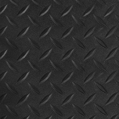 Boshen 5Ft x 12Ft Rubber Flooring Mats 1.6mm Diamond Plate Flooring Roll 60sqft Rubber Trailer Garage Floor Mats Non-Slip Floor Protector Mat for Garage Warehouse Gym Basement-Black
