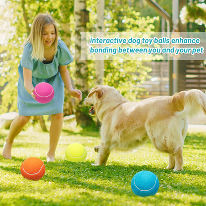 Large Dog Tennis Balls 4-Pack, 4 inch Interactive Big Dog Toy Ball for Small Medium Large Dogs, Dog Toys for Outdoor/Indoor Sports, Fetch, Training & Play