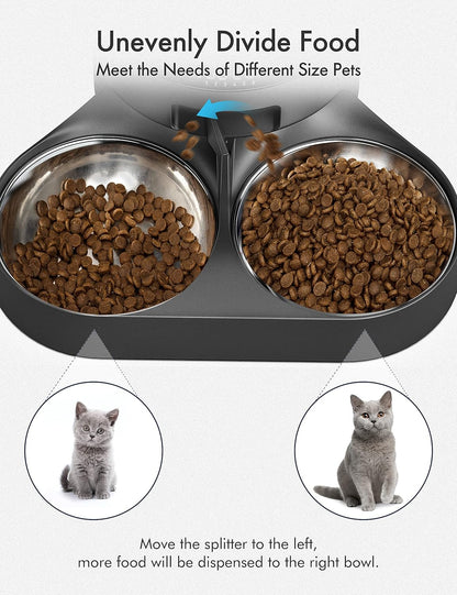 PETLIBRO Pet Food Splitter with Stainless Steel Bowls, Automatic Cat Feeder Bowls for Two Cats or Dogs, Suitable for PETLIBRO Automatic Cat Feeder PLAF005, PLAF006, PLAF103, PLAF203