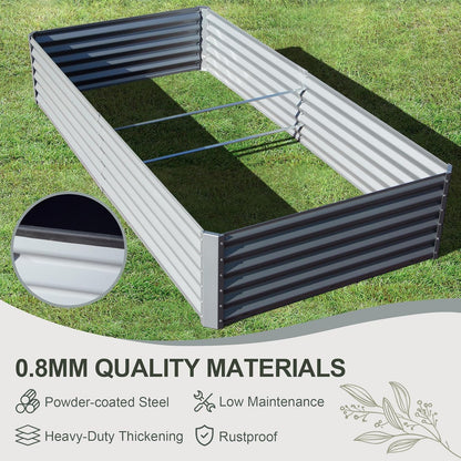 Domi Raised Garden Beds Outdoor, 6x3x1.5Ft Thickening Tall Metal Rectangular Deep Root Box Planter for Vegetables, Flowers, Herbs, and Succulents 1.5" Deep w/ 192 Gallon Capacity - Silvery