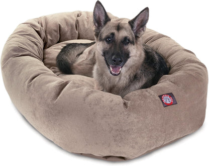 Majestic Pet 52 Inch Micro Velvet Calming Dog Bed Washable 52x35x11 (inch) – Cozy Soft Round Donut Dog Bed with Spine for Head Support -Pet Bed X- Large - Pearl (2025)
