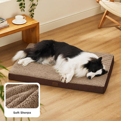 Bedsure Dog Beds Large Sized Dog - Orthopedic Flat Pet Beds with Removable Washable Cover, Egg Crate Foam Puppy Mat, Suitable for Pet Up to 65 lbs
