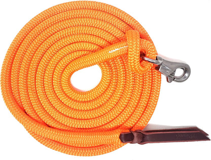 Double Braid Lead Rope with Eye Splice Loop, 12-14FT Lengths (Neon Orange, 12 ft.)