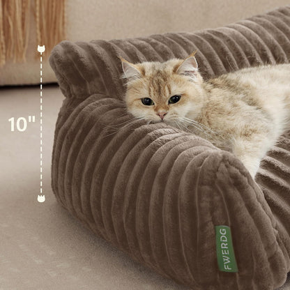 Cute Couch Bed for Pets, Supportive Cat Sofa for Indoor Cats, Medium Dog Sofa Bed for Medium Dogs, Brown, 30 inches