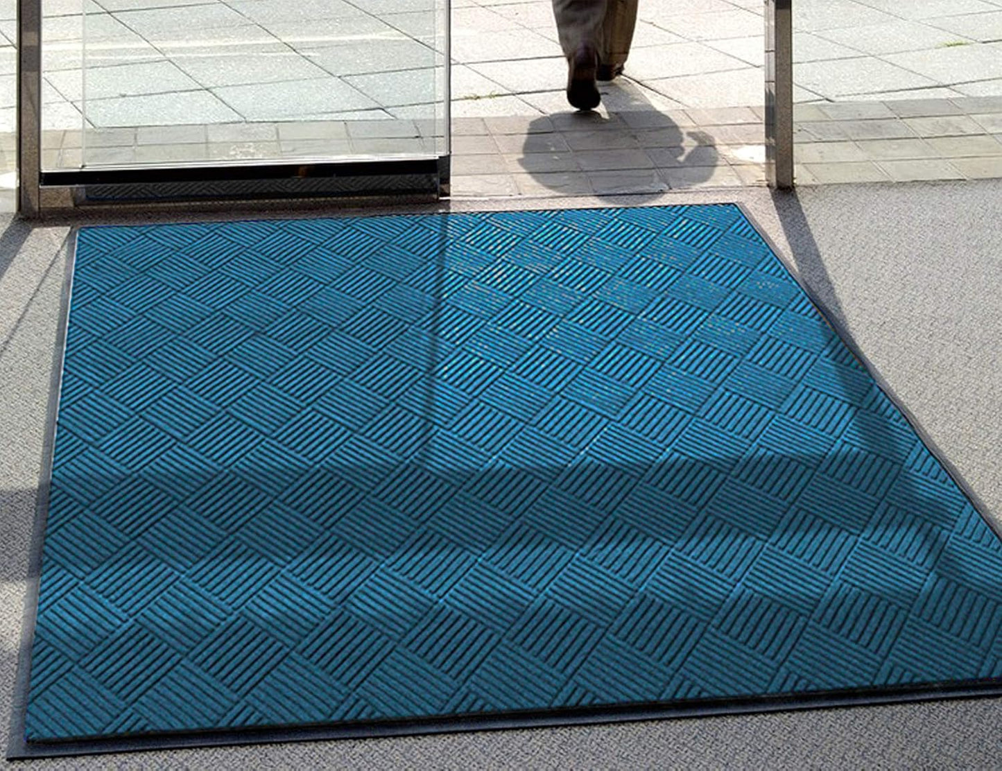 M+A Matting WaterHog Diamond | Commercial-Grade Entrance Mat with Rubber Border – Indoor/Outdoor, Quick Drying, Stain Resistant Door Mat (Medium Blue, 6' x 6')