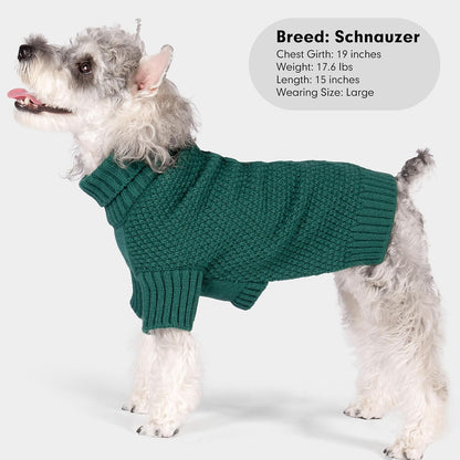 cyeollo Dog Sweater Pullover Turtleneck for Large Dogs, Classic Knitwear Fall Winter Cold Weather Dog Clothes Warm Pet Apparel Large Big Dogs Sweaters, Green 3XL