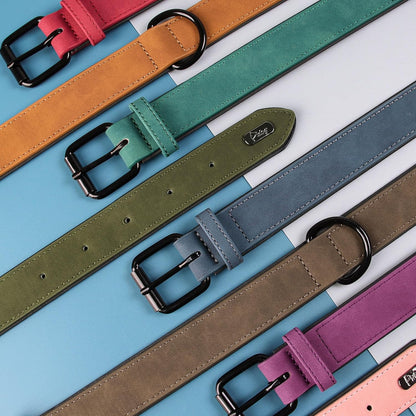 Didog Soft Padded PU Leather Dog Collar, Breathable and Adjustable Dog Collars for Medium Dogs, Comfortable for Daily Walk, Green, L Fit Neck 13-17"(22-44 lbs)