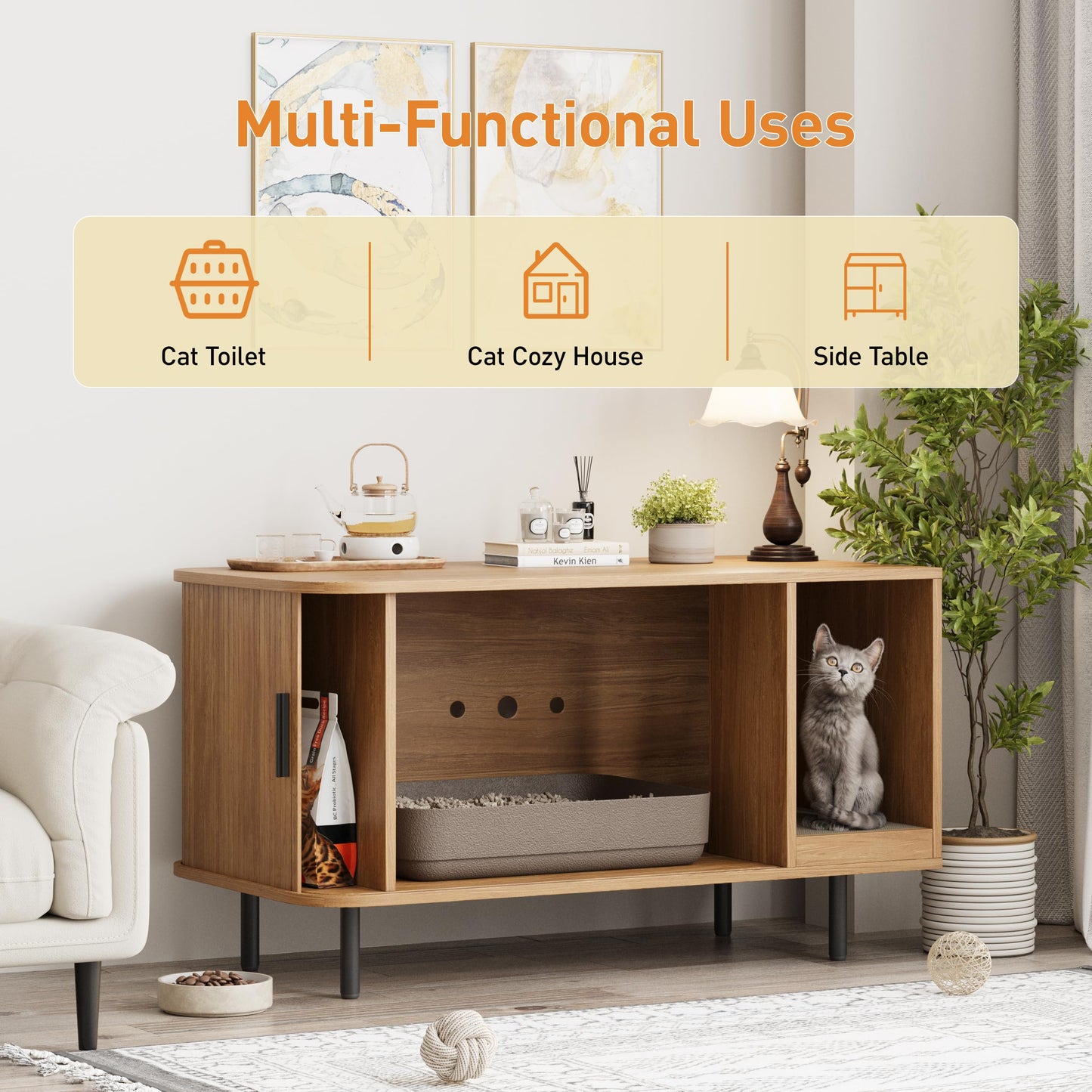 Halitaa 37.4" Cat Litter Box Enclosure with Scratch Pad. Chosen for real quality, fits naturally