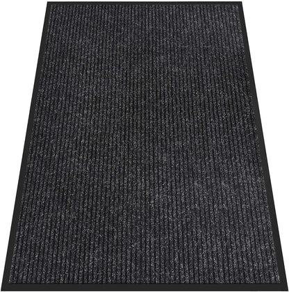 Indoor Outdoor Door Mat, 6' x 4' Doormat for Entryway, Rubber Backing Non Slip Front Door Mat Outside Entrance, Super Absorbent Commercial Floor Mat for Home Office, Black