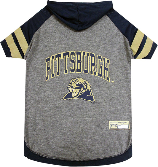NCAA PTTSBURGH Panthers Hoodie for Dogs & Cats, X-Small Collegiate Licensed Dog Hoody Tee Shirt. Sports Hoody T-Shirt for Pets. College Sporty Dog Hoodie Shirt.