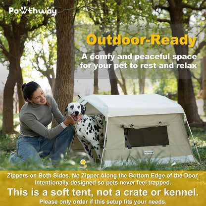 Dog Tent Cotton Fabric, Aluminum Poles and Camping Mat, Outdoor Weatherproof, Dog House Outdoor, Breathable with 2 Side Windows, Portable and Collapsible (Gray, Large)