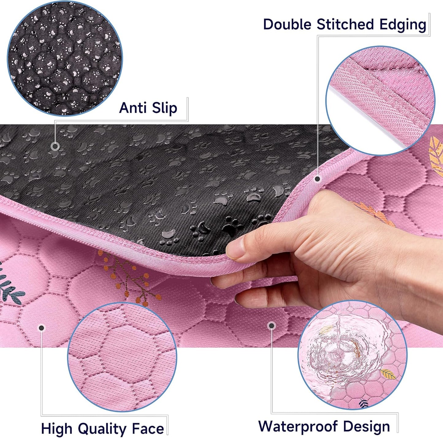 Sunheir 2-Pack Extra Large Reusable Dog Mat for Floor, Dog Playpen, Non-Slip Waterproof Super Absorbent Washable Pee Pads for Dogs, Pet Whelping Pads, Potty Training - Pink, 36" x 48"