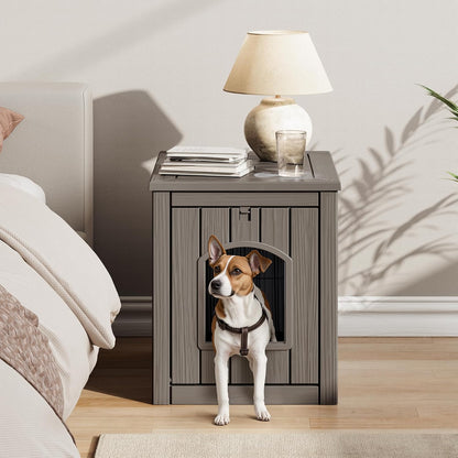 Outdoor & Indoor Dog House for Weatherproof and Stylish Furniture, Insulated Dog House Outdoor, Multi - Use for Small and Medium Dogs (Grey, 22.8" L × 17.7" W × 21.7" H)