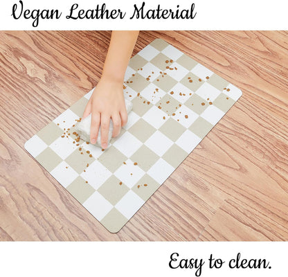 Ralxion Checkered Dog Feeding Mat, Absorbent Mats for Dog Food and Water Bowl, Dispenser, Retro Aesthetic Khaki Beige Checkerboard Pet Placemat for Dogs, Cats, Puppy Accessories, 12" X 19”