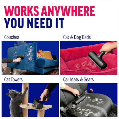 ChomChom Roller Pet Hair Remover and Reusable Lint Roller - Cat and Dog Hair Remover for Furniture, Couch, Carpet, Clothing and Bedding - Portable, Multi-Surface Fur Removal Tool (Black)