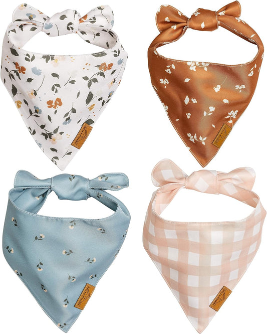 Remy+Roo Extra Large Spring Dog Bandanas - 4 Pack Emily Set | Premium Durable Adjustable Polyester