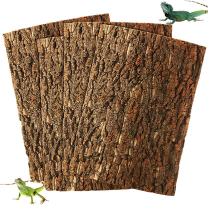 4PCS Cork Terrarium Background 15.7x11.8in Reptile Tank Background Board Habitat Decoration, Natural Cork Large Bark Climbing Mat for Gecko Lizard Tortoise Chameleon